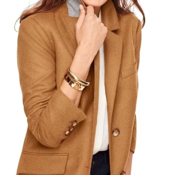 TALBOTS Blazer Italy Recycled Wool Blend Blazer Button Coat Camel 14P - Picture 1 of 9